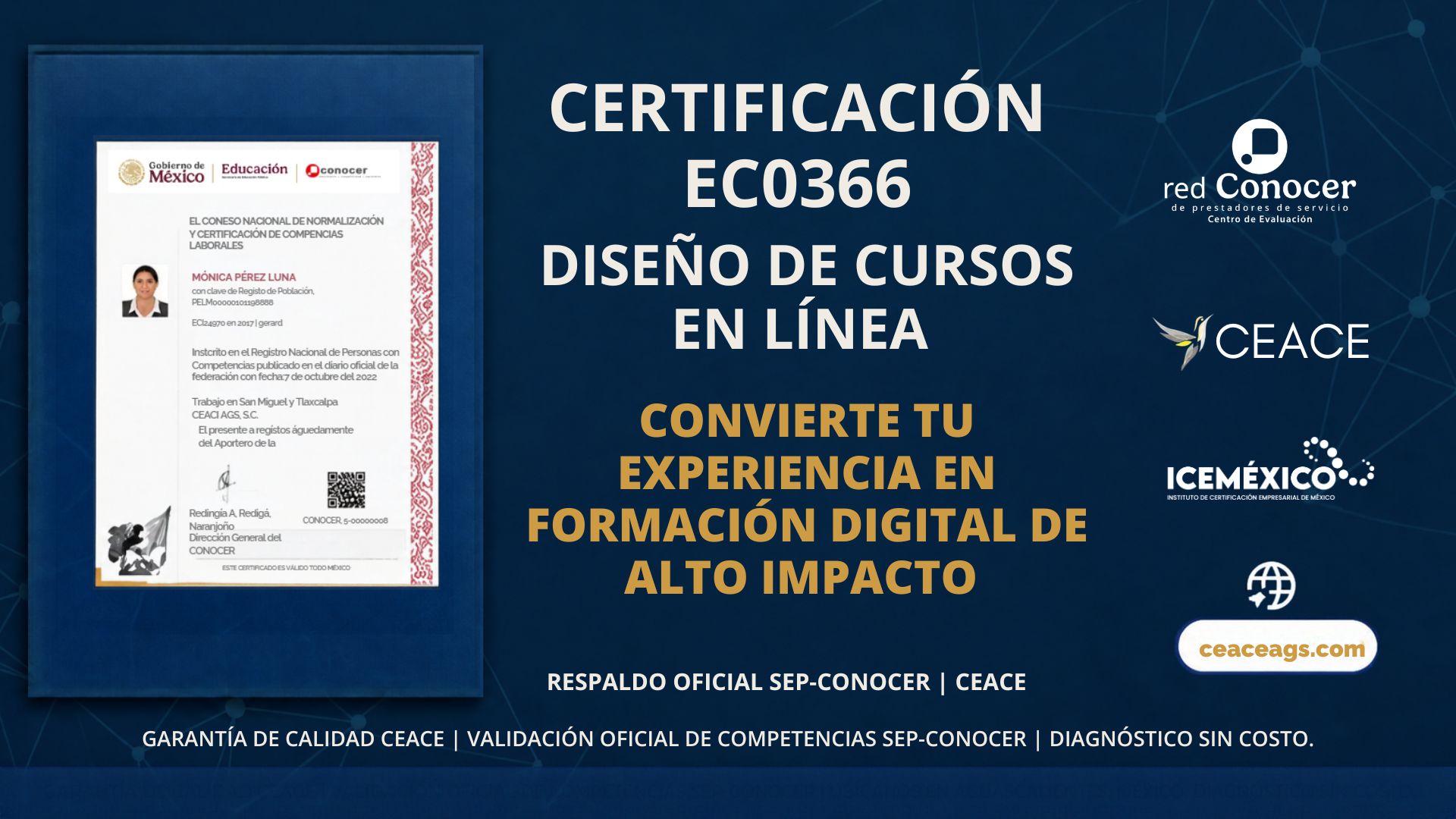 Certificación EC0366 Desarrollo de Cursos en Línea CEACE